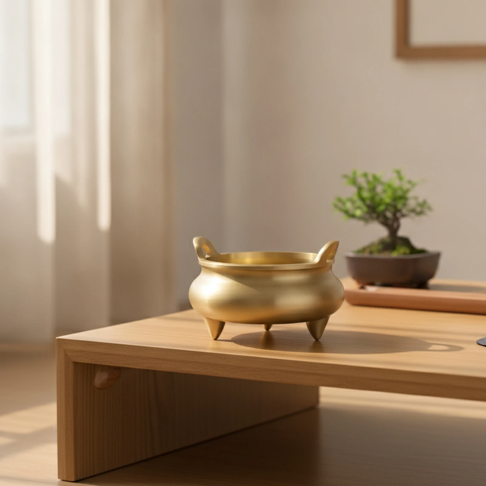 Incense Burner Brass Incense Bowl with Handles Censer Three-Legged Mubkhara Heat-Resistant for Meditation, Altar