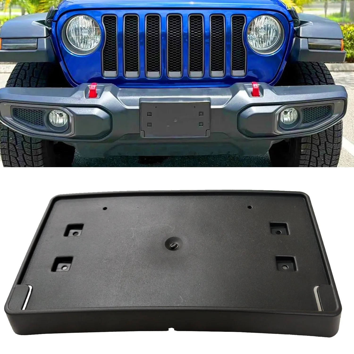 Front License Plate Frame for Jeep Wrangler JL JLU Gladiator JT 2018-2026 Plastic Bumper ONLY License Plate Bracket Holder
