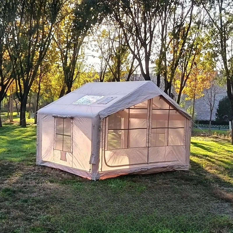 Factory direct sales portable family travel inflatable camping tent with waterproof double door large sunroof