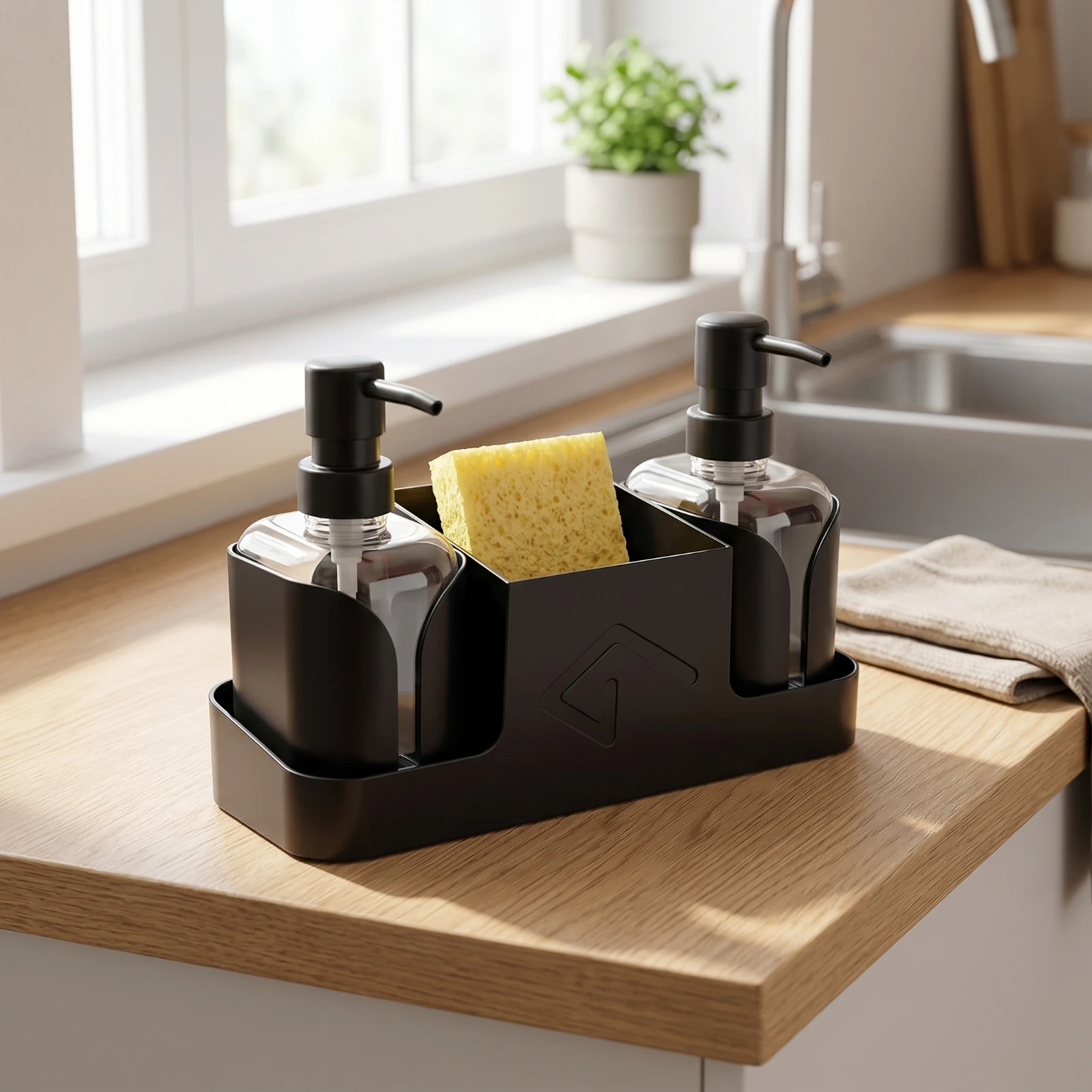 Sink Organizer with Soap Dispenser Countertop Soap Dispenser Organizer Pump-Style Compact