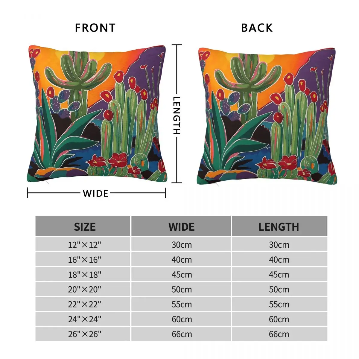 Desert Bliss Cactus Square Pillowcase Polyester Linen Velvet Printed Zip Decor Pillow Case Sofa Seater Cushion Cover Wholesale