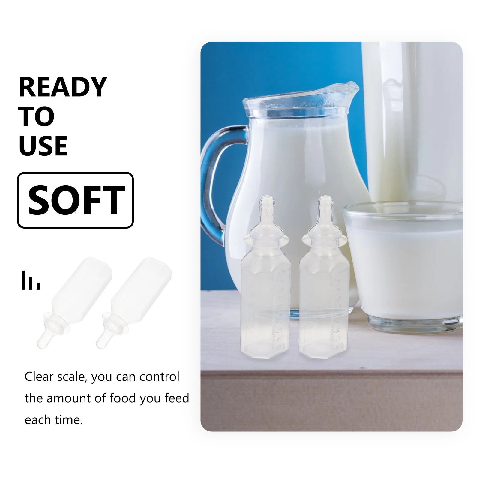 2 Pack Disposable Feeding Bottle Clear Scale Milk Bottles Plastic Once-off Baby Powder Outdoor Portable Polypropylene