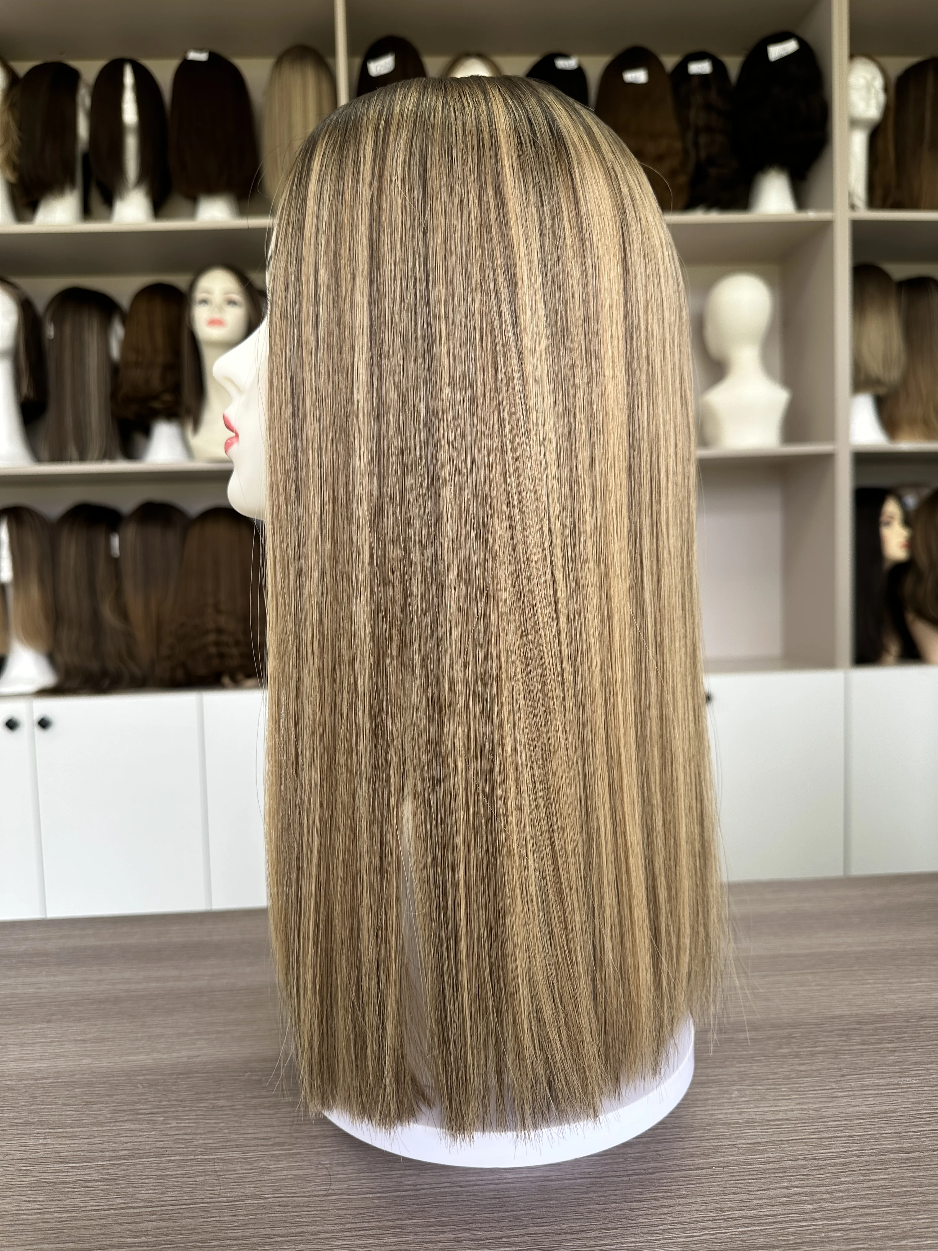 Peruca com top de seda para as mulheres, perucas de cabelo humano, cabelo europeu, cor loira, loiro, frete grátis