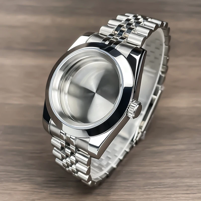 39mm platte bezel NH35 kast saffierglas roestvrijstalen kast voor Seik Mod vervangende onderdelen passend voor NH35 NH36 uurwerk horlogekasten