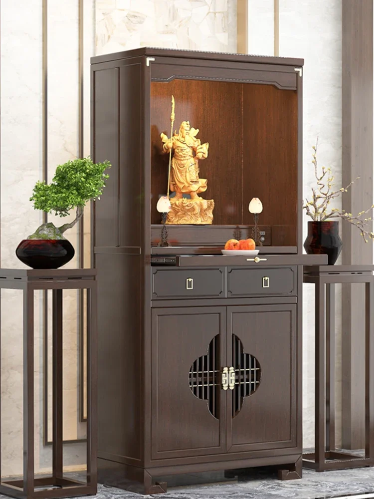 خزانة ملابس ضريح من الخشب الصلب، خزانة بوذا الخشبية Ugyen، ضوء حديث فاخر، مذبح إله الثروة #3