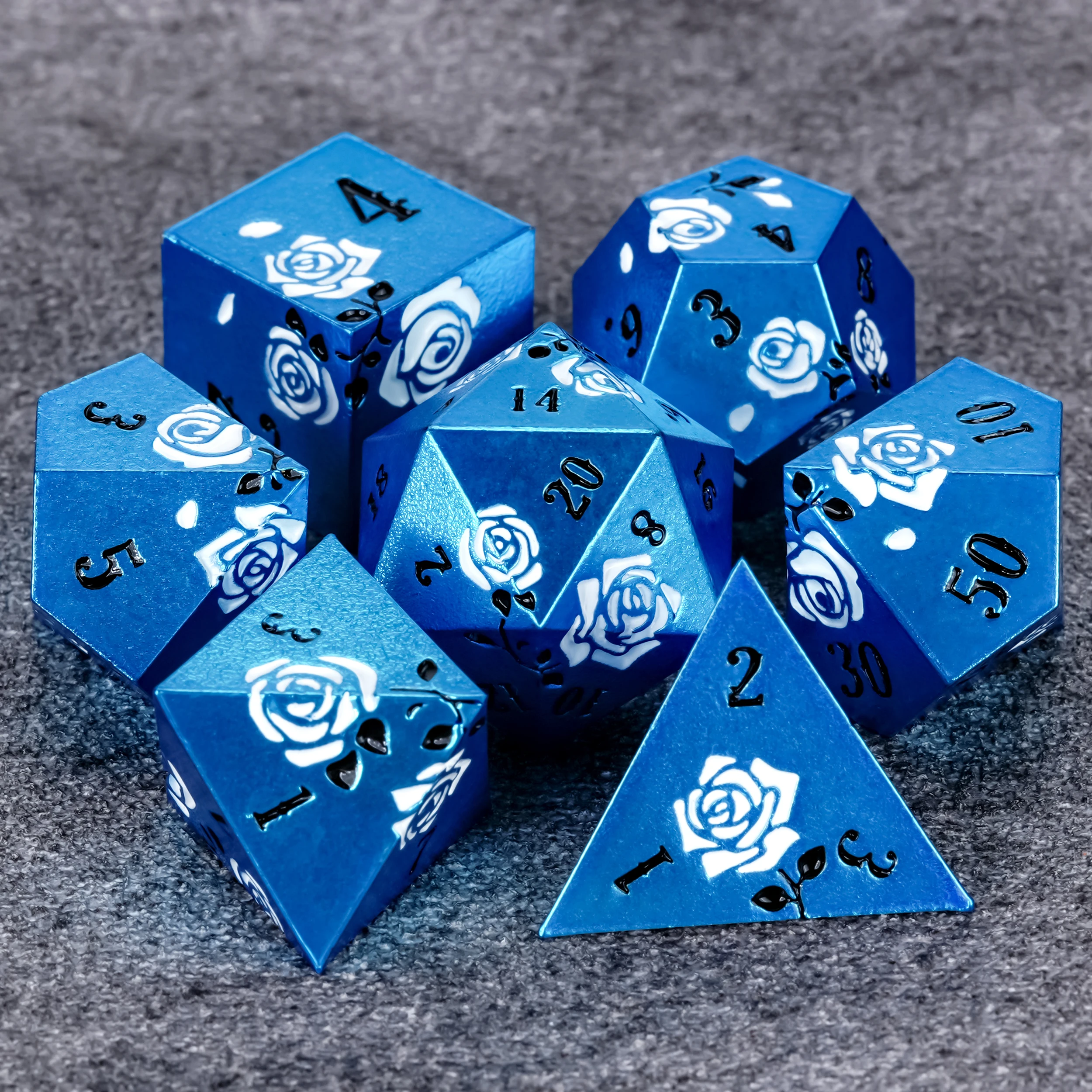 

1-7Pcs DND Dice Set Rose Flowers Rose-Embossed Metal Dice Multi-sided Polyhedral Dice for D&D Game COC Role Playing RPG Table