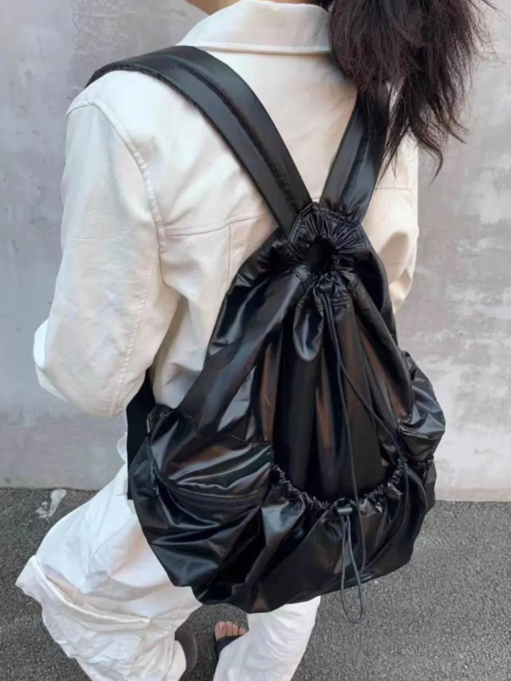 

Повседневные студенческие вместительные рюкзаки в стиле преппи, однотонные универсальные корейские роскошные сумки на шнуровке через плечо