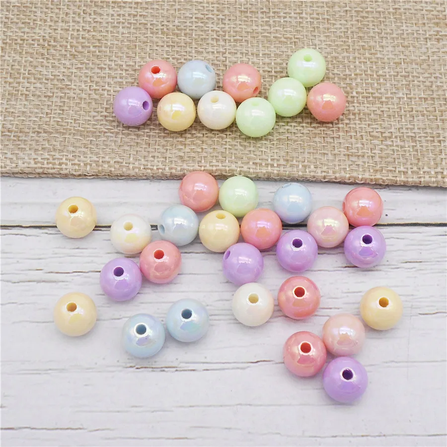 50PCS 10mm Acrylic Round Beads Mixed Solid Color Spacer Loose Beads For DIY Bracelet Necklace Jewelry Handmade Accessory