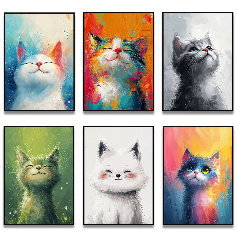 Cuddly Companions Cats Poster Print Canvas Art Pictures Home for Living Room and Kids Bedroom Wall Decor Frameless Painting