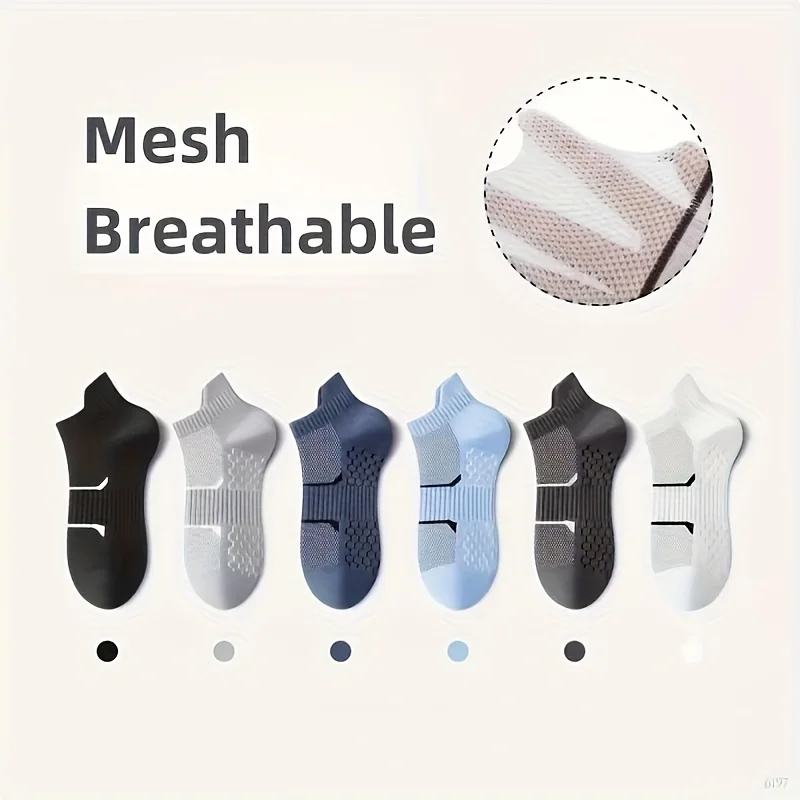 للجنسين 6 عبوات من جوارب الكاحل الشبكية خفيفة الوزن ومضادة للرائحة وقابلة للتنفس لجميع المواسم والرياضات الخارجية والملابس الكاجوال