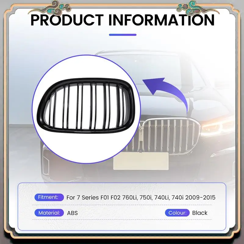 

Reliable-Grill Grille Gloss Black Kidney Sport For BMW F01 F02 7-SERIES 730D 740D 750D