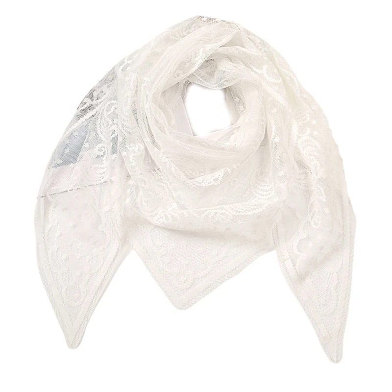 Fashion Mantilla Wedding Party Shawl for Woman Lace Trim Wrap Casual Scarves Shawl Veils Foulard Female Mantilla