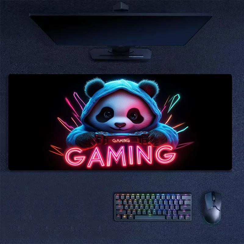 Panda Gaming Neon Light Extended Mouse Pad Non-slip Rubber Desk Mat Durable Keyboard Mousepad for PC Gamer