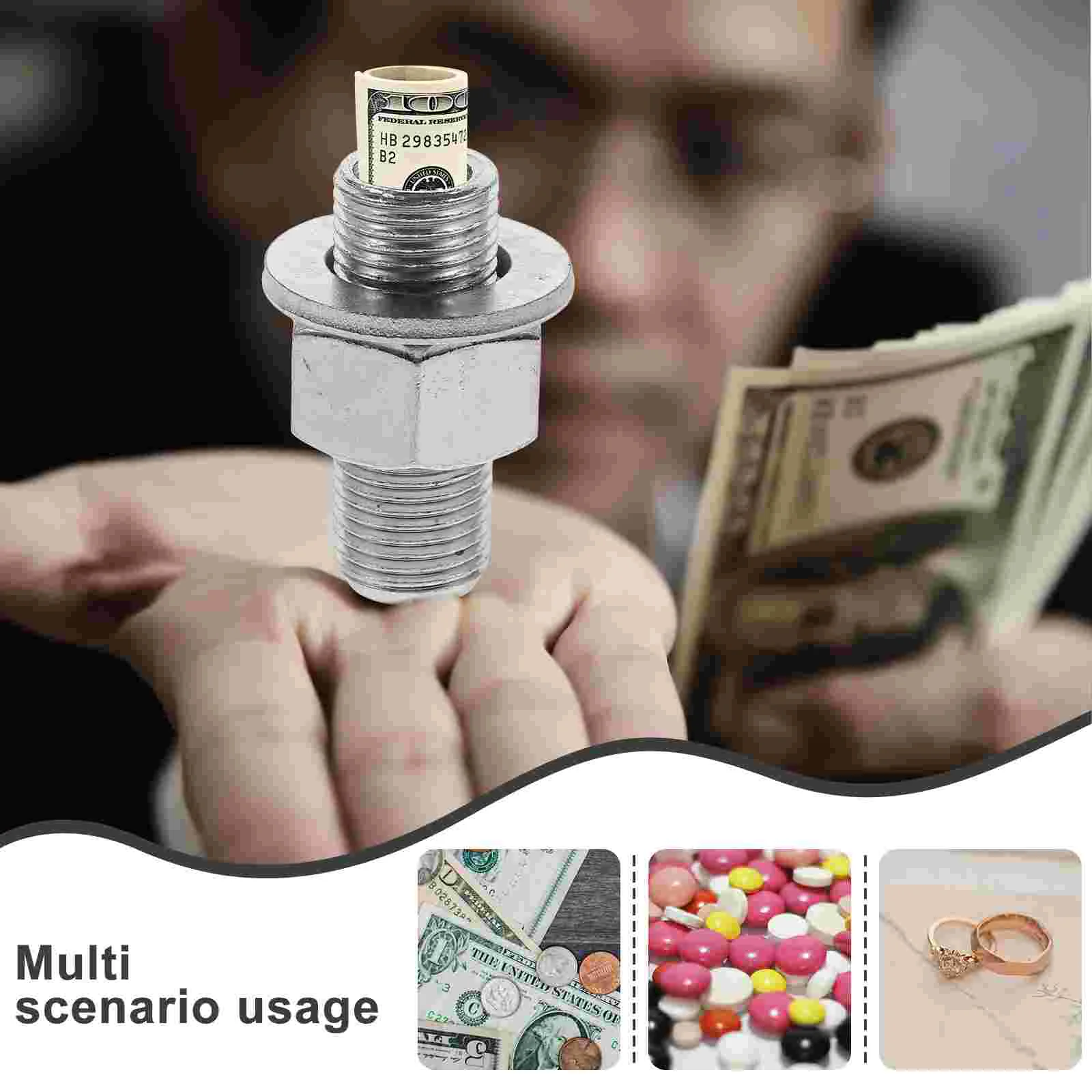 Screw Money Box Hidden Pill Case Storage Cash Safe Holder for Hider Carbon Steel Containers