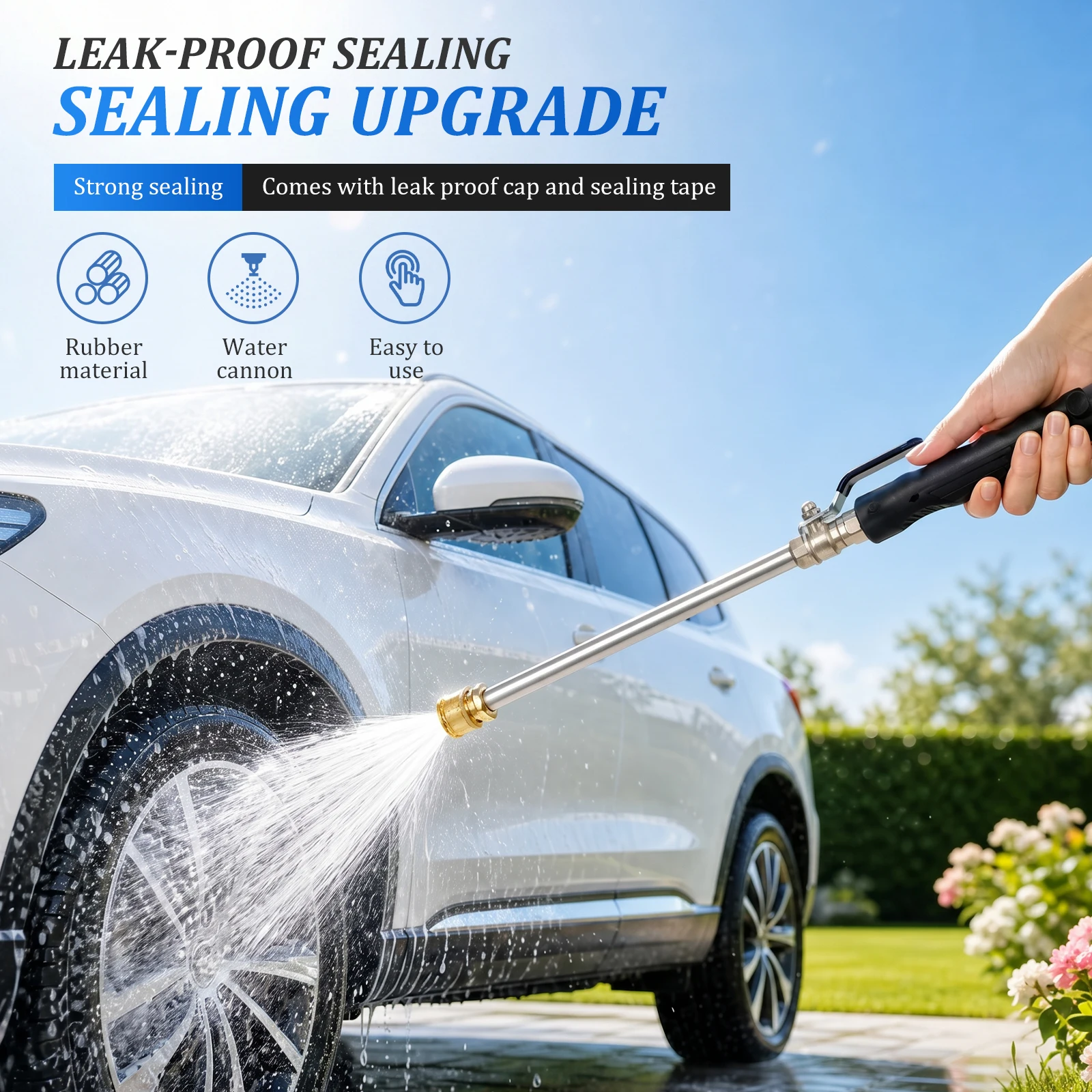 High Pressure Washer Wand Universal Watering Sprayer Cleaning Tool with 5 Interchangeable Spray Tips Car Garden Watering Wand