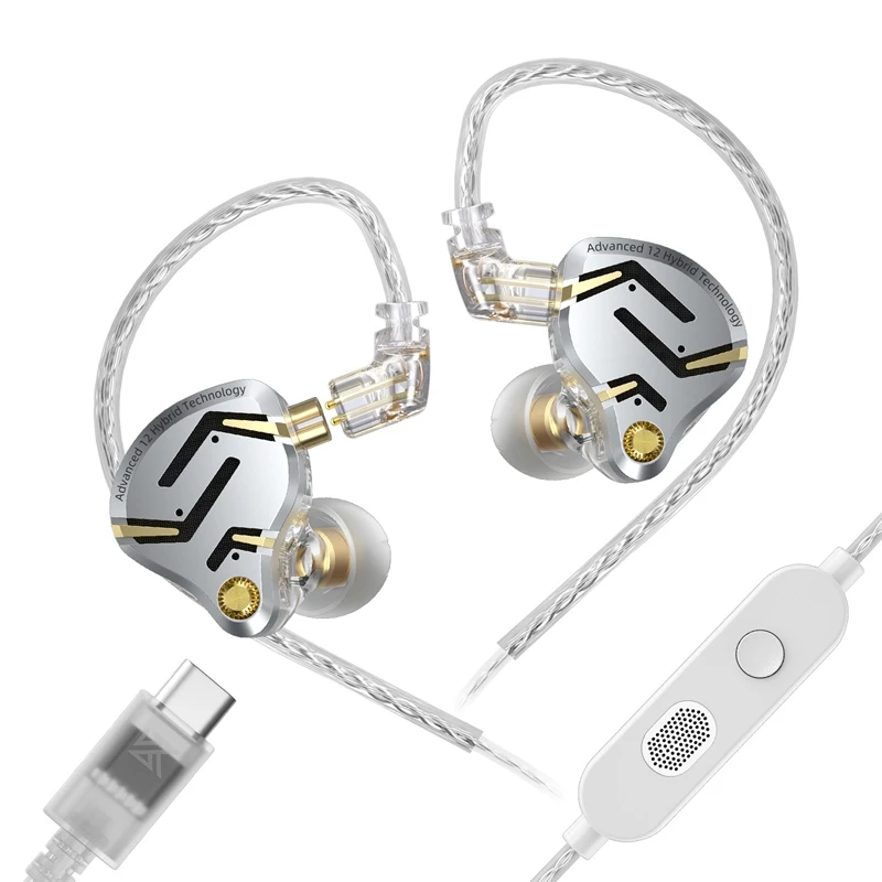 KZ ZS12 PRO 2 1DD + 5BA Vlaggenschip-kwaliteit Super Lineaire Hybride Bedrade Hoofdtelefoon 3,5 mm/typec Afneembare Kabel HIFI Gaming Headest