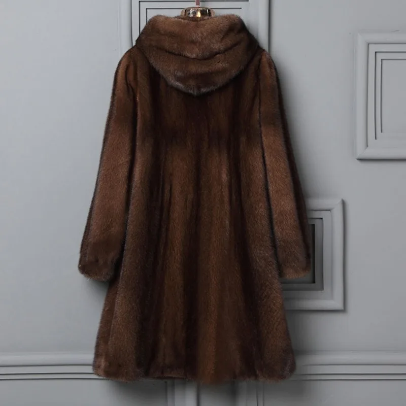 Women's Autumn Winter Top Coat Faux Fur Hooded New Warm Retro Simple Loose Casual Design Fashion Advanced Niche Versatile Skinny