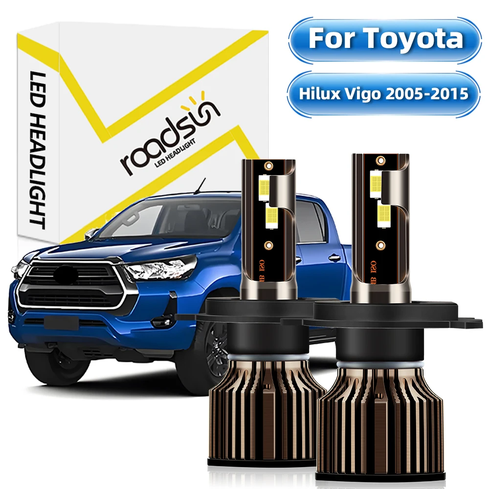 【For Toyota Hilux Vigo 2005-2015】LED Headlight H4 Hi-Lo Beam Headlamp 6000K White 25000LM 400% Bright Plug And Play