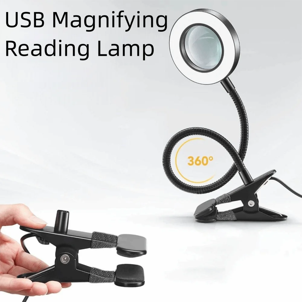 

5X Magnification LED Magnifying Glass Lamp Flexible Non-slip Loupe Magnifier Table Light 3-color Light Eye Protection