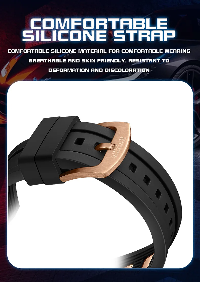 Sanda-Reloj de pulsera con correa de silicona blanda para hombre, cronógrafo a prueba de agua, movimiento de cuarzo, de negocios, a la moda, nuevo diseño, 5506, 2023