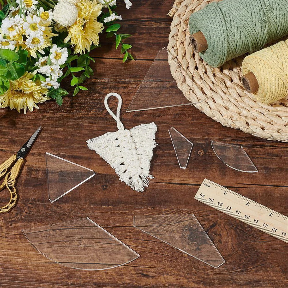 

AA98 6 Pcs Acrylic Macrame Cutting Template, Fringe Guides,Cut Outs for Craft Macrame Tassel Decoration DIY