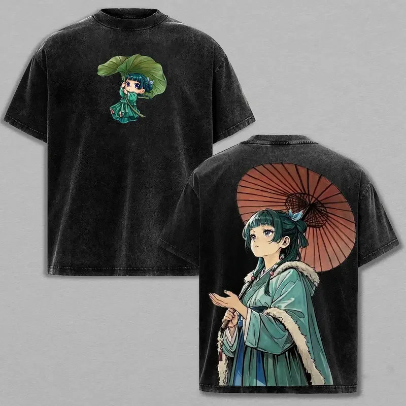Anime The Apothecary Diaries Maomao Printed Tee Men Women Cotton Tshirts Vintage Washed T-shirt Harajuku Male Oversized T Shirt