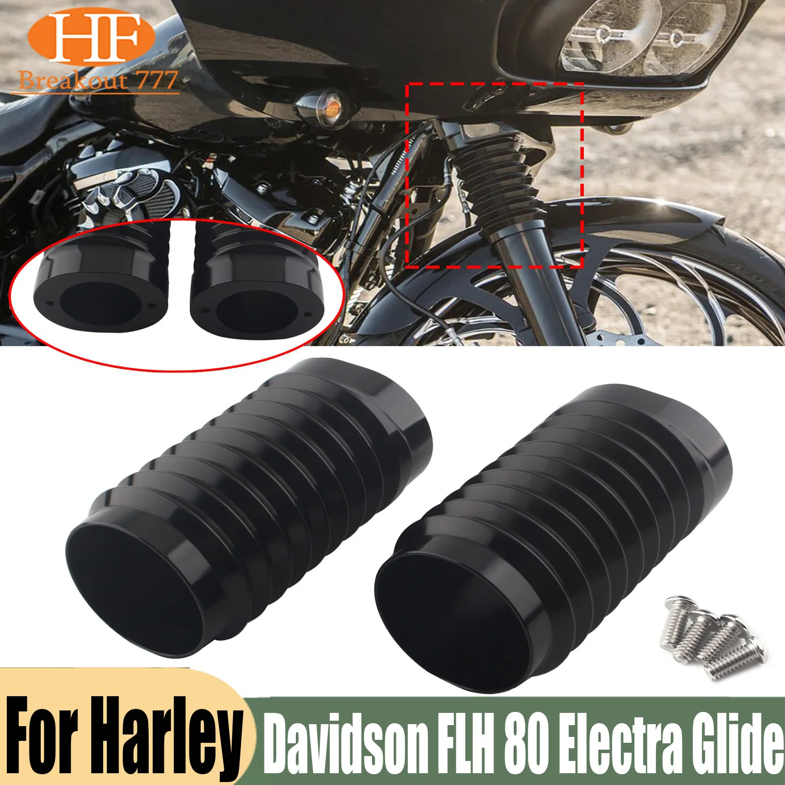 New Fork Slider Cover Cow Bell For Harley Electra Street Glide Road King Softail