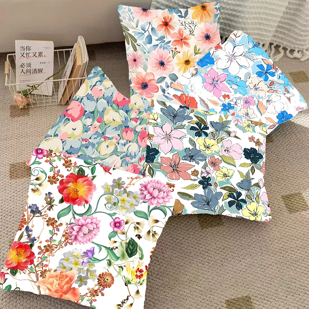 

Colorful Flowers Pattern Pillow Case Pillowcase Living Room Sofa Cushion Cover Bedroom Home Decoration Children's Gift