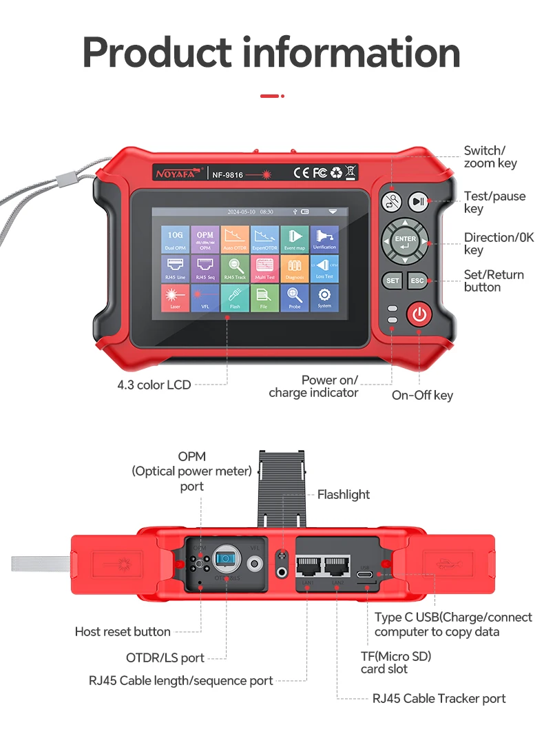 NOYAFA Mini OTDR 1550nm 26dB Optischer Reflektor Aktiver Glasfaser-Live-Tester Optisches Reflektometer OPM VFL OLS IOLA – Detail 18