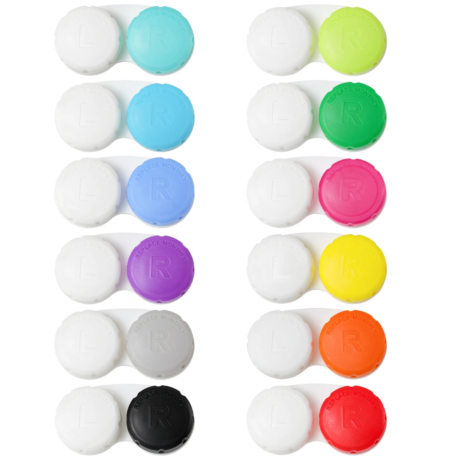 12 Park Contact Lens Case with Clear R/L Markings - Large Capacity, Portable & Hygienic Storage for Daily  Use & Travel
