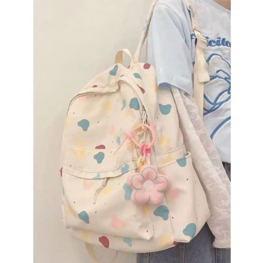 Cartoon Print Shoulder Backpack Lightweight Large Capacity Travel Laptop Rucksack Polyester Wear-resistant Student School bag