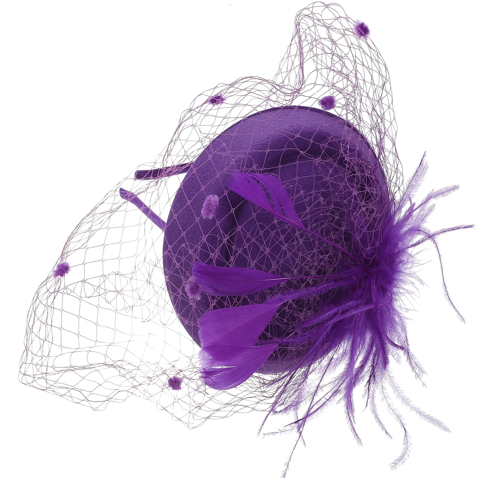 

Small Hat Women Headband Lightweight Pearl Decor Bride Wedding Fascinator Tea Party Banquet Headdress Net Yarn