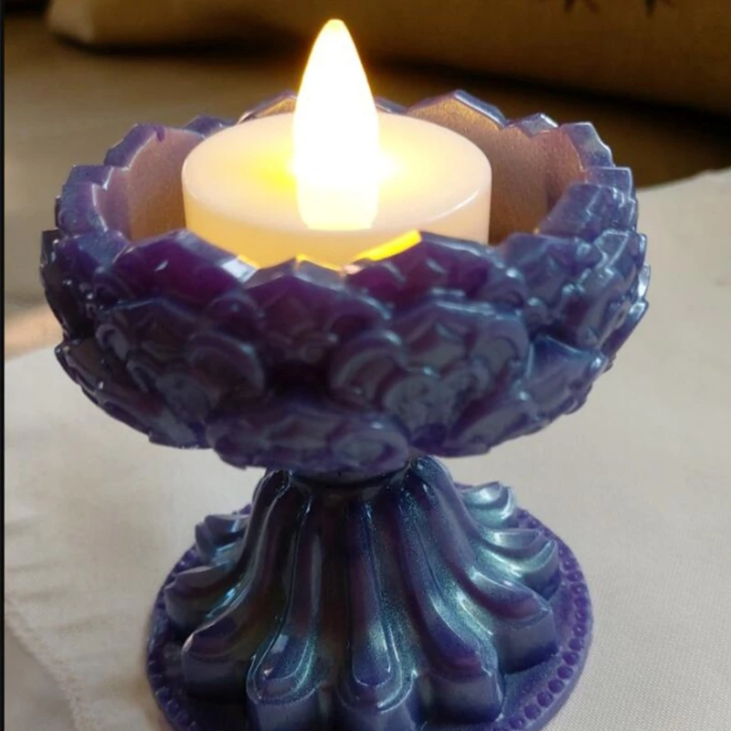 

Lotus-Candles Holders Resin Mold Flower Epoxy Casting Silicone Molds for Candy Box Home Table Ornament