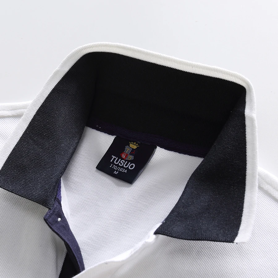 Men\'s polo shirt Short-sleeved casual fashion polo shirt cross stitching color contrast classic pattern embroidery stitching