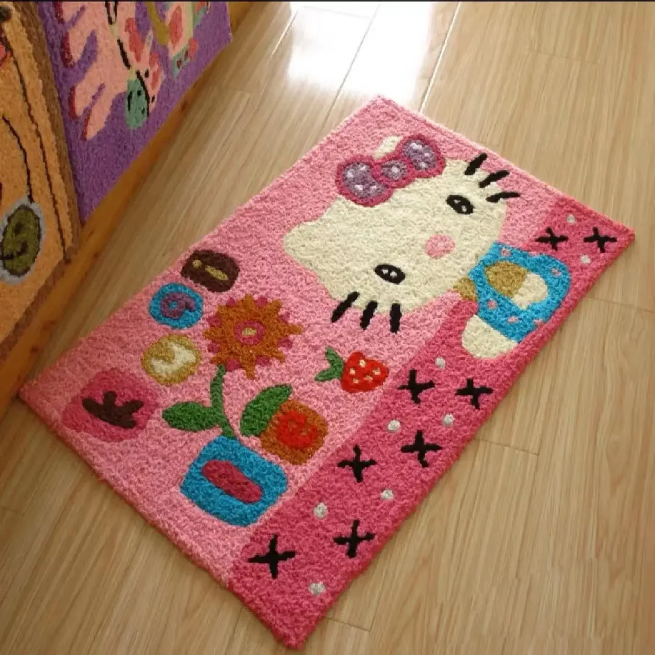 Sanrio Hello Kitty Imitation Cashmere Plush Comfortable Living Room Carpet Mat Bedroom Floor Mat Decorative Blanket Kitchen