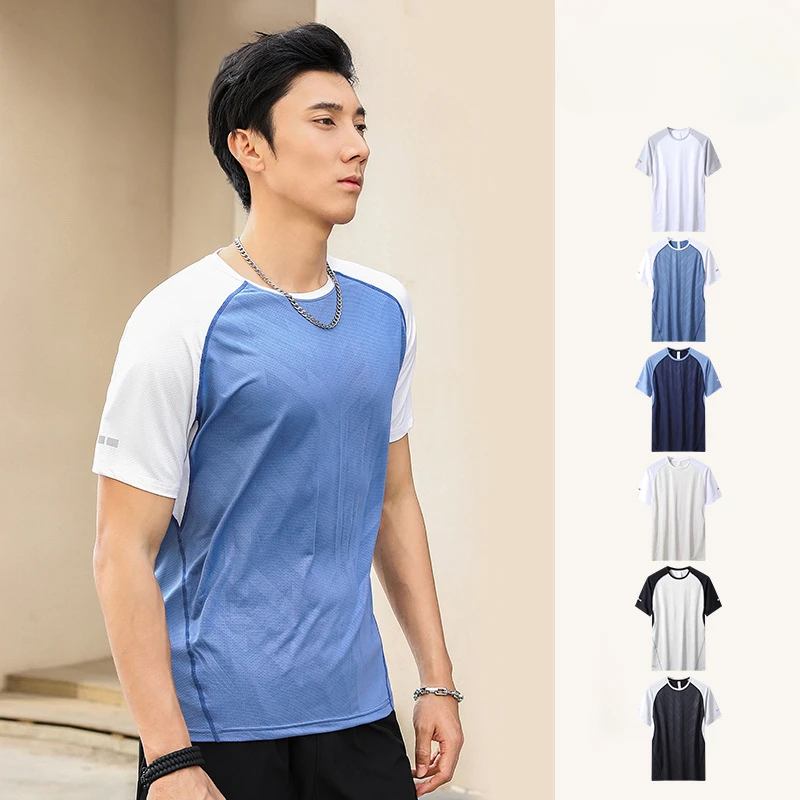 

Quick-drying short-sleeved T-shirt sports fitness clothes high-elasticity running training t shirt men clothing