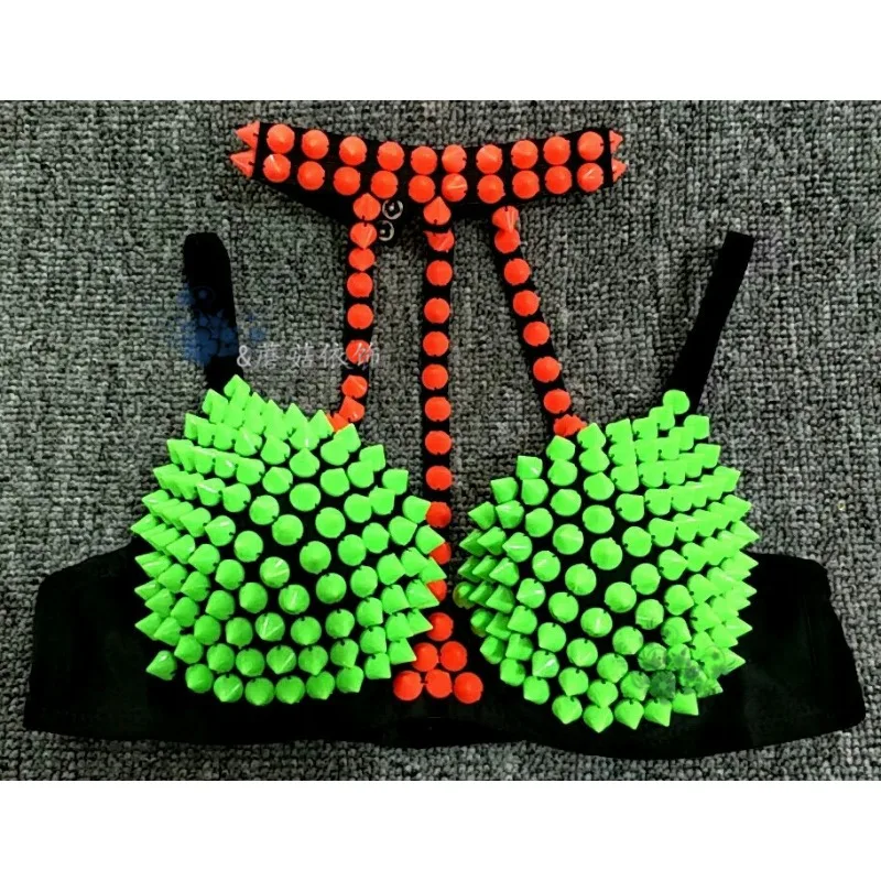 ‌Glam Rhinestone Sequin Club Bra Women Pole Dance Costume Sparkling Fringe Stage Outfit Night Out Glitter Party Wear Body