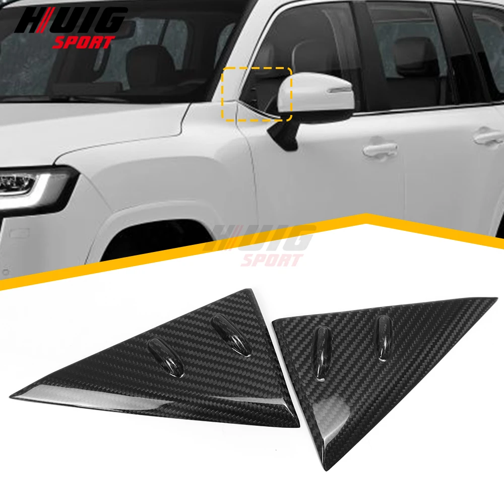 For Toyota Land Cruiser 300 LC300 2022-2024 Carbon Fiber Car Exterior Front Window A-Pillars Anti-Wind Cover Trim Accessories