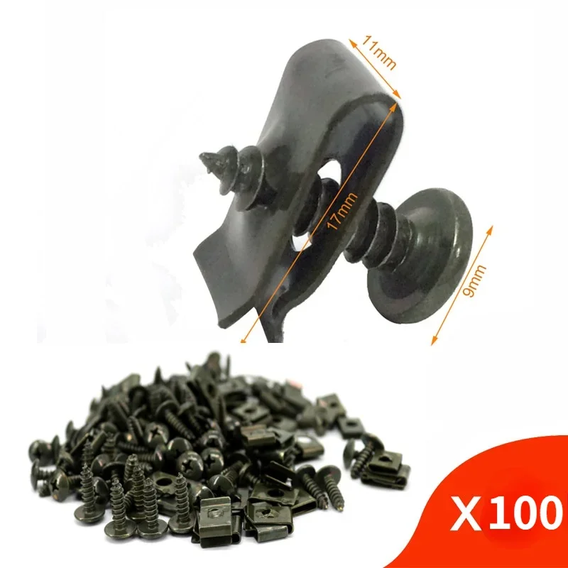 

100set M4 M5 M4.2 M4.8 Self-tapping Screw Clips for Motorcycle Scooter ATV Moped Ebike Plastic Cover Metal Retainer Fasterners