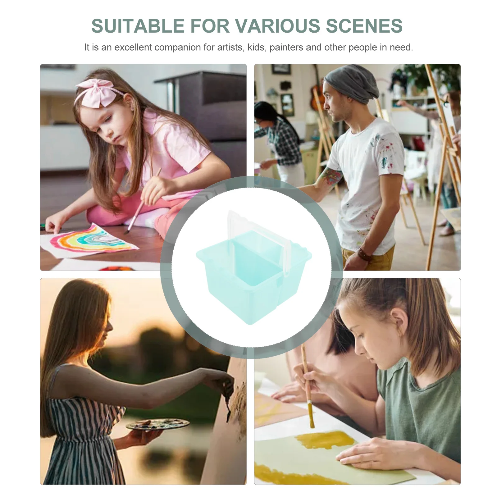 2 Peças de Limpador de Pincéis de Plástico, Baldes Multifuncionais para Lavagem de Pincéis de Artista, Ferramentas de Pintura, Materiais de Arte