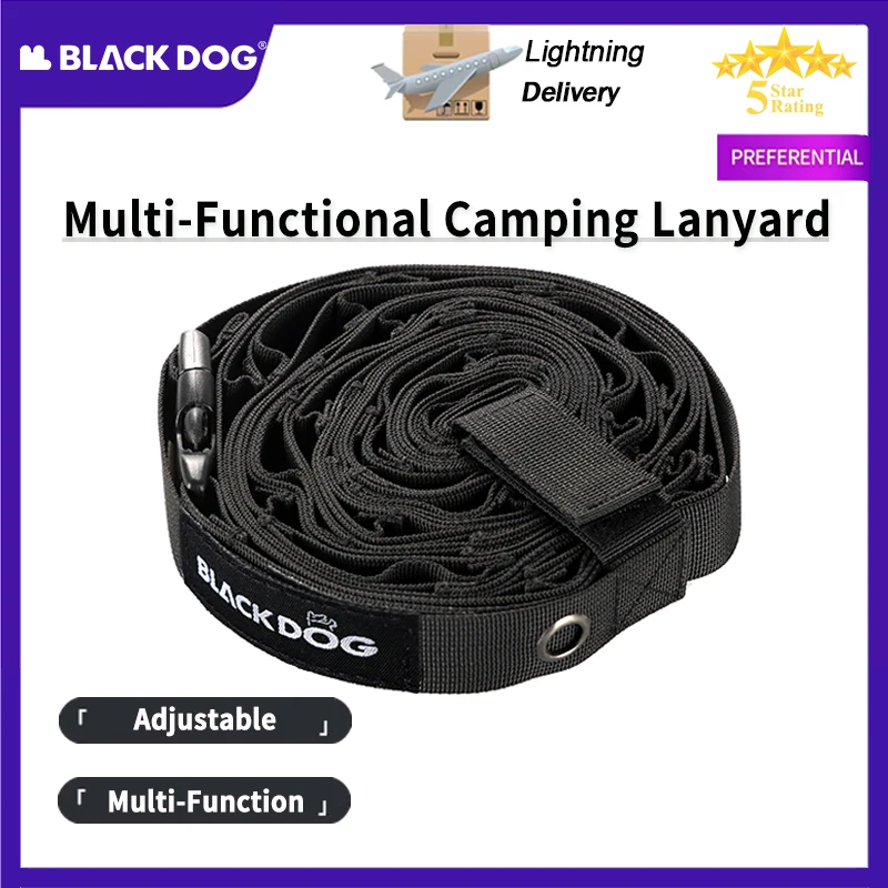 

BLACKDOG Черный походный трос, регулируемый многофункциональный подвесной шнур для декора палаток и навесов, универсальный трос для организации уличного снаряжения