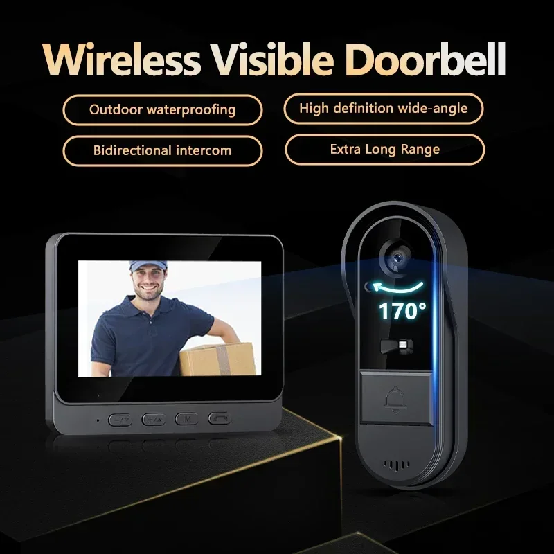 4.3-inch 1080P wireless waterproof video doorbell  IPS screen Infrared Night vision doorbell Family Apartment 2.4G camera