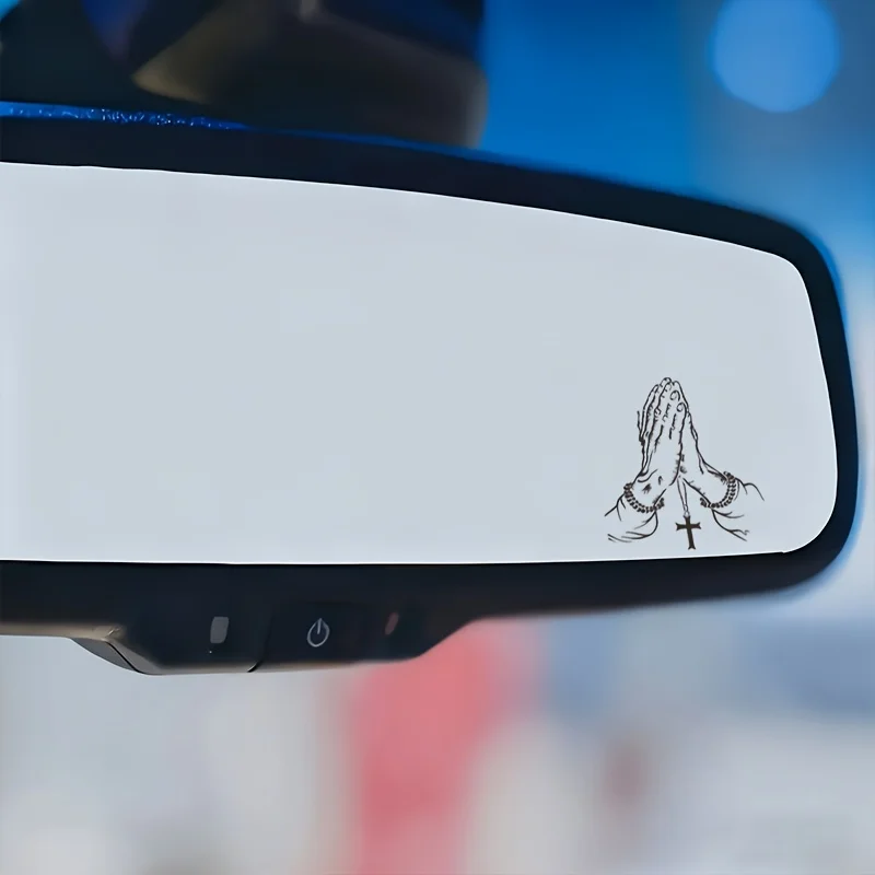 2D Praying Hand Sticker, Car Rearview Mirror Decal, Vinyl Sticker for Window, Motorcycle, Laptop, Auto Decor
