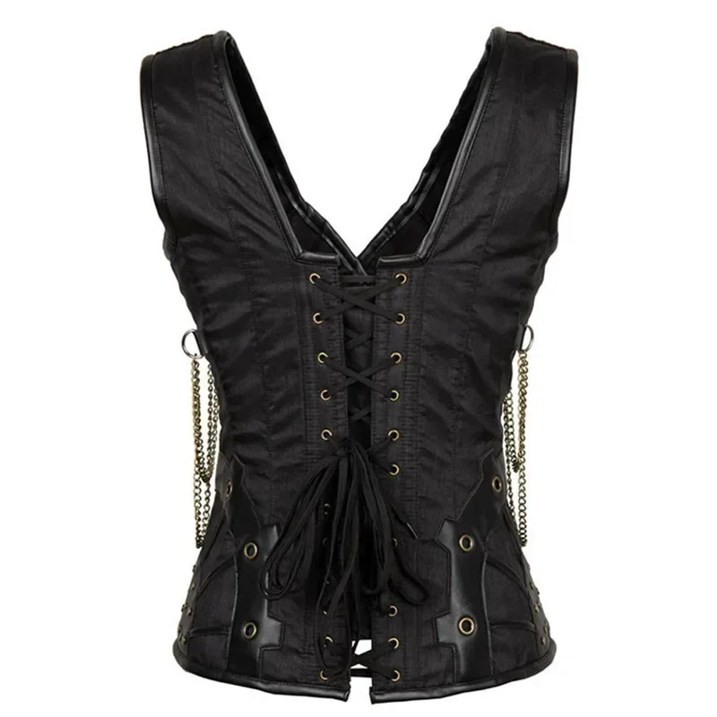 Vintage Sexy Bustier Top Medieval Steampunk Clothing Corset Gothic Leather Overbust Vest Women Body Shapewear Carnival Dress Up