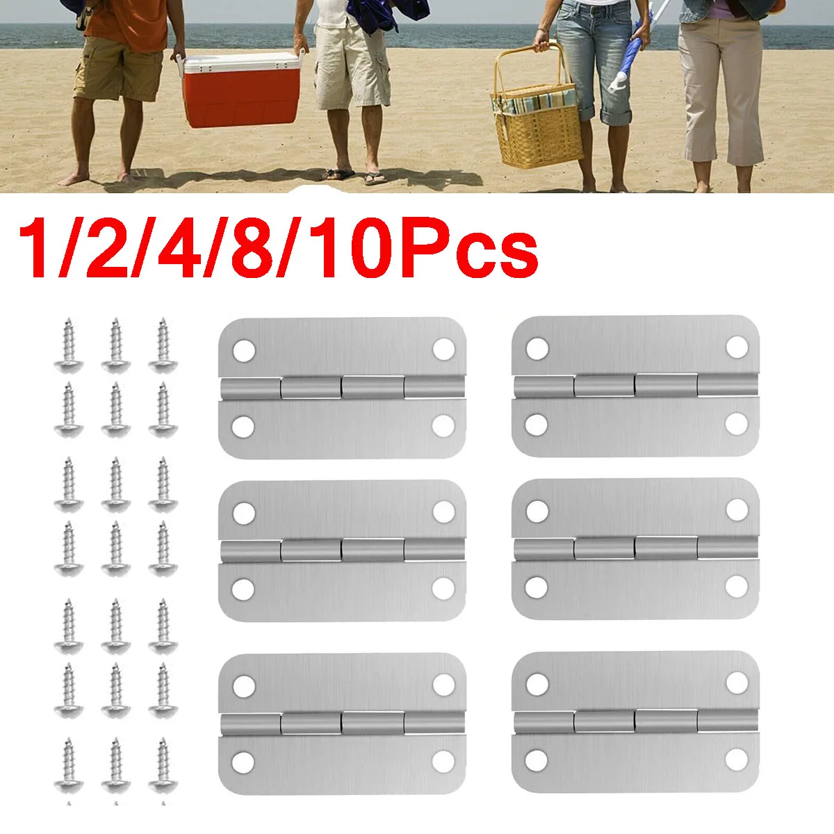 

1/2/4/8/10Pc Universal Stainless Steel Door Hinges Replacement With Screws For Ice Chests Cooler Door Hinges Connector Furniture