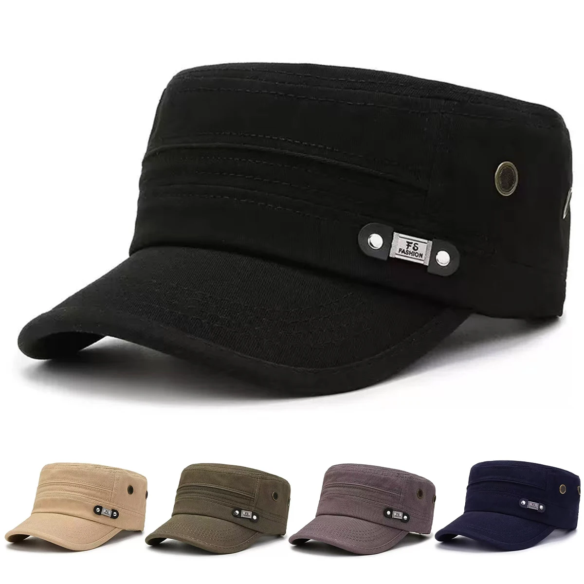 Unisex FS FASHION Label Militärmütze Frühling Herbst Outdoor Verstellbare Freizeithüte Herren Flat-Top-Kappen