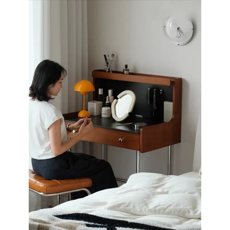 

Retro Solid Wood Dresser Household Bedroom Makeup Table Small Apartment Storage