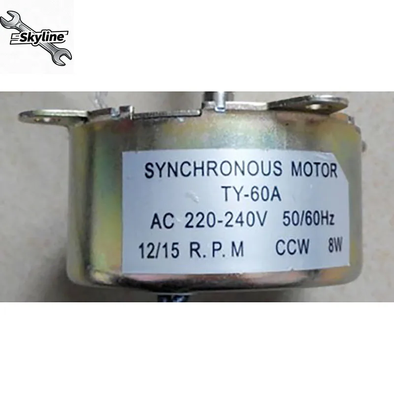TY-60A Popcorn Machine Motor, AC220-240V 8W 12/15rpm CCW Synchronous 15cm Shaft