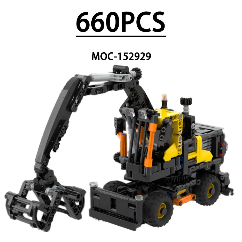 

Конструктор MOC-152929: Модель экскаватора-крана, 660 деталей, развивающая игрушка для детей, подарок на День рождения, Рождество, Новый год