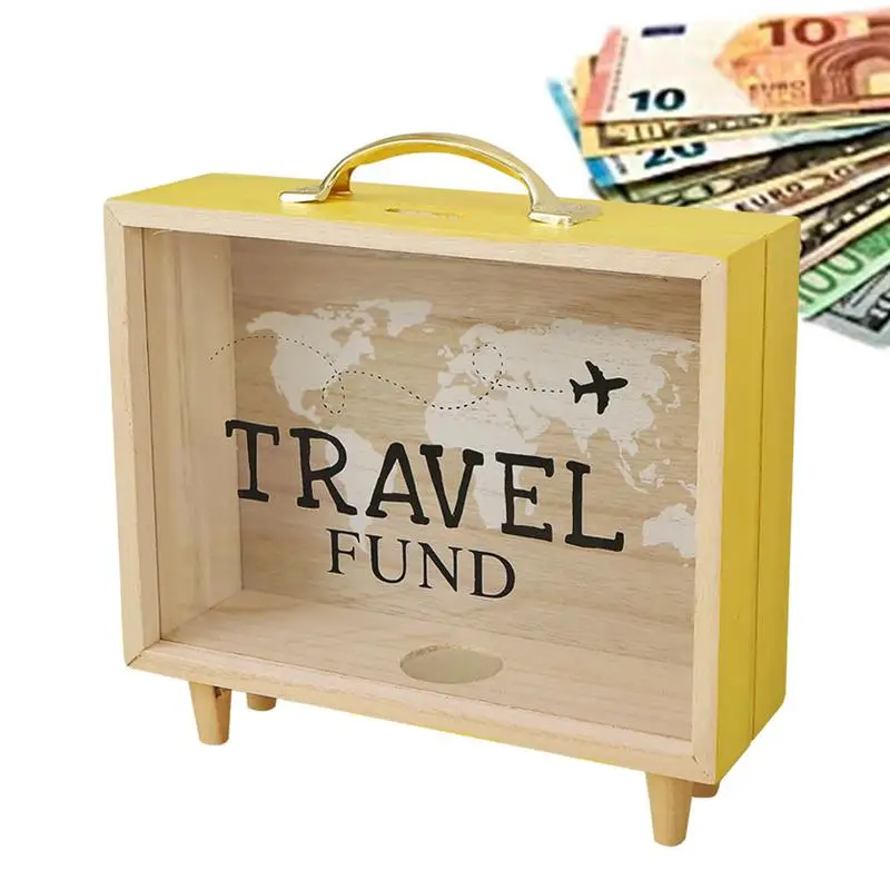 Travel Shadow Box Ticket Holder Adventure Archive Box World Map Money Box With Slot Ticket Storage Box Tabletop Decorations